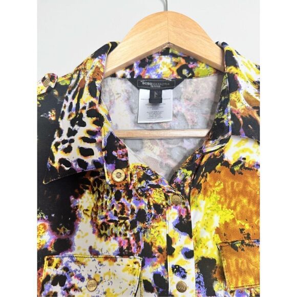 BCBGMAXAZRIA Mystical Leopard Art to Wear Shirt sz PM - Picture 2 of 6